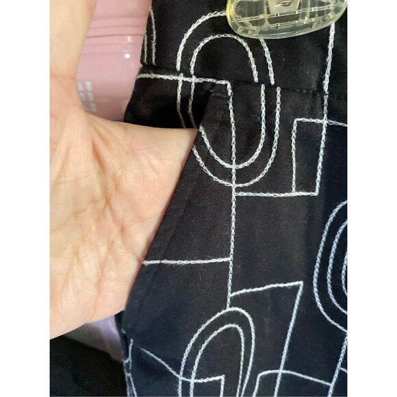 Talbots vintage black and white stretch embroidered flat front pants S/12 - Picture 4 of 5